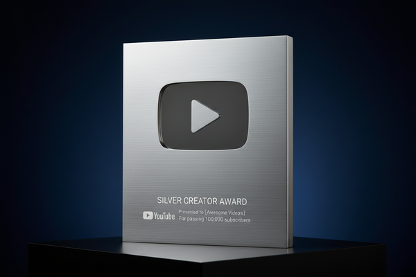 Receive the YouTube 100,000 Subscriber Silver Play Button